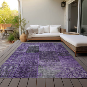 Homeroots 3' Stylish Brown Gray Charcoal Patchwork Washable Area Rug For Indoor And Outdoor Spaces 5' X 8' Polyester 580887