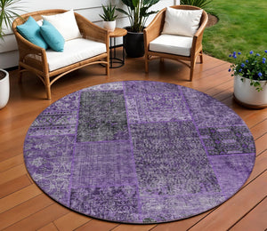 Homeroots 3' Stylish Brown Gray Charcoal Patchwork Washable Area Rug For Indoor And Outdoor Spaces 8' Round Polyester 580888