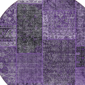 Homeroots 3' Stylish Brown Gray Charcoal Patchwork Washable Area Rug For Indoor And Outdoor Spaces 8' Round Polyester 580888