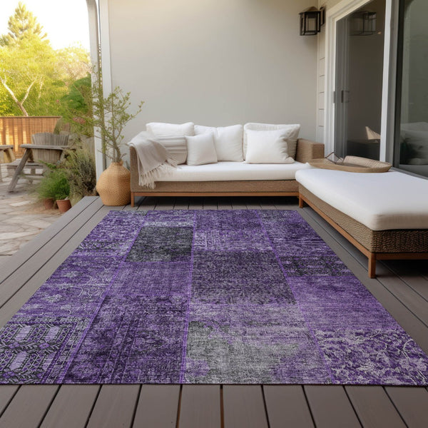 Homeroots 3' Stylish Brown Gray Charcoal Patchwork Washable Area Rug For Indoor And Outdoor Spaces 9' X 12' Polyester 580890