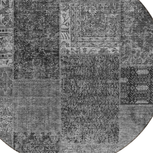 Homeroots 3' Stylish Brown Gray Charcoal Patchwork Washable Area Rug For Indoor And Outdoor Spaces 8' Round Polyester 580900