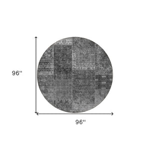 Homeroots 3' Stylish Brown Gray Charcoal Patchwork Washable Area Rug For Indoor And Outdoor Spaces 8' Round Polyester 580900
