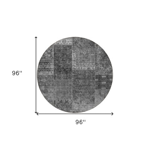 Homeroots 3' Stylish Brown Gray Charcoal Patchwork Washable Area Rug For Indoor And Outdoor Spaces 8' Round Polyester 580900