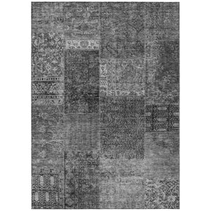 HomeRoots 5' Gray Charcoal and Silver Patchwork Area Rug - Stylish, Washable, Durable for Indoor & Outdoor Use 8' X 10' 580901