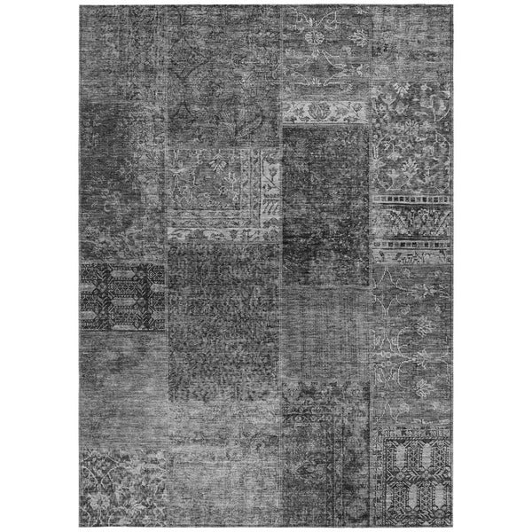 Homeroots 3' Stylish Brown Gray Charcoal Patchwork Washable Area Rug For Indoor And Outdoor Spaces 8' X 10' Polyester 580901