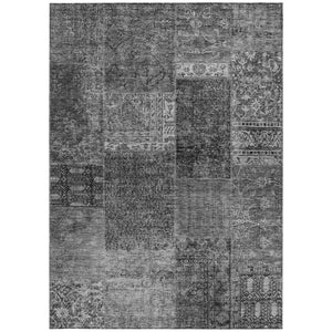 Homeroots 3' Stylish Brown Gray Charcoal Patchwork Washable Area Rug For Indoor And Outdoor Spaces 9' X 12' Polyester 580902