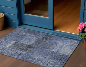 Homeroots 3' Stylish Brown Gray Charcoal Patchwork Washable Area Rug For Indoor And Outdoor Spaces 3' X 5' Polyester 580904