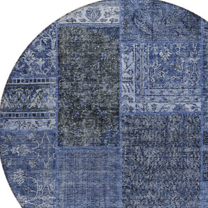 Homeroots 3' Stylish Brown Gray Charcoal Patchwork Washable Area Rug For Indoor And Outdoor Spaces 8' Round Polyester 580906