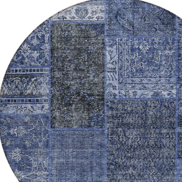 Homeroots 3' Stylish Brown Gray Charcoal Patchwork Washable Area Rug For Indoor And Outdoor Spaces 8' Round Polyester 580906