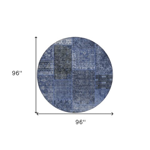 Homeroots 3' Stylish Brown Gray Charcoal Patchwork Washable Area Rug For Indoor And Outdoor Spaces 8' Round Polyester 580906