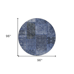 Homeroots 3' Stylish Brown Gray Charcoal Patchwork Washable Area Rug For Indoor And Outdoor Spaces 8' Round Polyester 580906