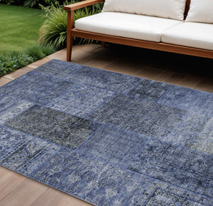 Homeroots 3' Stylish Brown Gray Charcoal Patchwork Washable Area Rug For Indoor And Outdoor Spaces 8' X 10' Polyester 580907