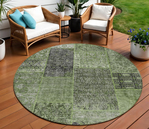 Homeroots 3' Stylish Brown Gray Charcoal Patchwork Washable Area Rug For Indoor And Outdoor Spaces 8' Round Polyester 580912