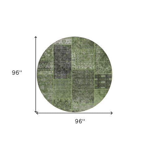 Homeroots 3' Stylish Brown Gray Charcoal Patchwork Washable Area Rug For Indoor And Outdoor Spaces 8' Round Polyester 580912