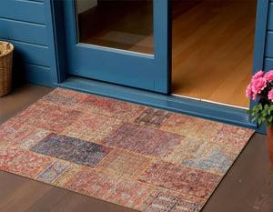 Homeroots 3' Stylish Brown Gray Charcoal Patchwork Washable Area Rug For Indoor And Outdoor Spaces 3' X 5' Polyester 580916