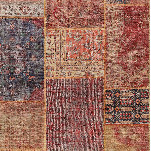 Homeroots 3' Stylish Brown Gray Charcoal Patchwork Washable Area Rug For Indoor And Outdoor Spaces 5' X 8' Polyester 580917