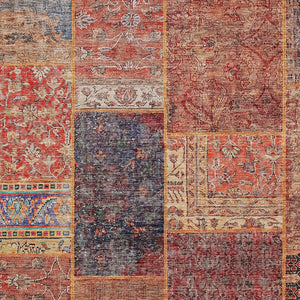 Homeroots 3' Stylish Brown Gray Charcoal Patchwork Washable Area Rug For Indoor And Outdoor Spaces 8' X 10' Polyester 580919