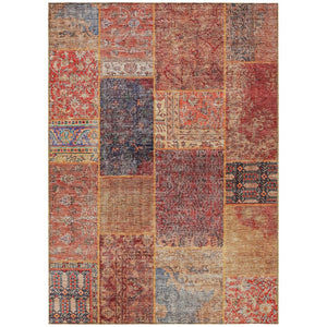 HomeRoots 9' Vibrant Red, Orange, and Blue Patchwork Area Rug - Durable, Washable, Indoor/Outdoor Versatility 9' X 12' 580920