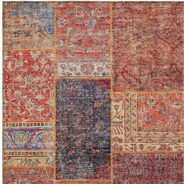 Homeroots 3' Stylish Brown Gray Charcoal Patchwork Washable Area Rug For Indoor And Outdoor Spaces 9' X 12' Polyester 580920