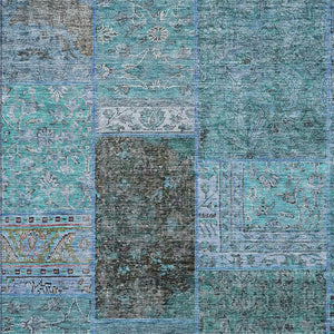 Homeroots 3' Stylish Brown Gray Charcoal Patchwork Washable Area Rug For Indoor And Outdoor Spaces 5' X 8' Polyester 580923