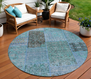 Homeroots 3' Stylish Brown Gray Charcoal Patchwork Washable Area Rug For Indoor And Outdoor Spaces 8' Round Polyester 580924