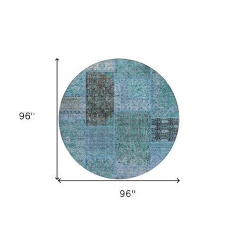 Homeroots 3' Stylish Brown Gray Charcoal Patchwork Washable Area Rug For Indoor And Outdoor Spaces 8' Round Polyester 580924