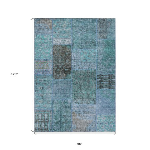 Homeroots 3' Stylish Brown Gray Charcoal Patchwork Washable Area Rug For Indoor And Outdoor Spaces 8' X 10' Polyester 580925