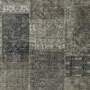 Homeroots 3' Stylish Brown Gray Charcoal Patchwork Washable Area Rug For Indoor And Outdoor Spaces 5' X 8' Polyester 580929