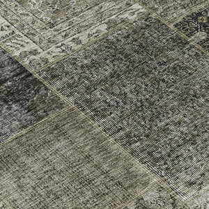 Homeroots 3' Stylish Brown Gray Charcoal Patchwork Washable Area Rug For Indoor And Outdoor Spaces 8' Round Polyester 580930