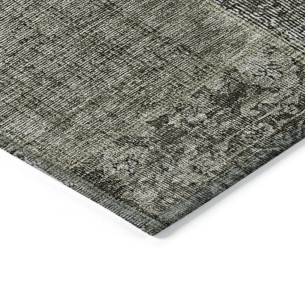 Homeroots 3' Stylish Brown Gray Charcoal Patchwork Washable Area Rug For Indoor And Outdoor Spaces 8' X 10' Polyester 580931