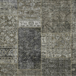 Homeroots 3' Stylish Brown Gray Charcoal Patchwork Washable Area Rug For Indoor And Outdoor Spaces 8' X 10' Polyester 580931