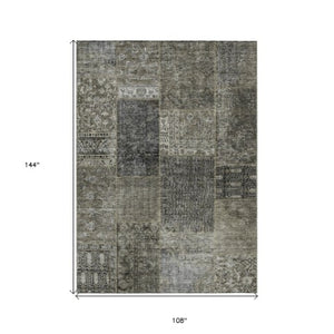 Homeroots 3' Stylish Brown Gray Charcoal Patchwork Washable Area Rug For Indoor And Outdoor Spaces 9' X 12' Polyester 580932