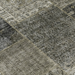 Homeroots 3' Stylish Brown Gray Charcoal Patchwork Washable Area Rug For Indoor And Outdoor Spaces 10' X 14' Polyester 580933