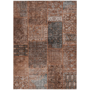 Homeroots 3' Stylish Brown Gray Charcoal Patchwork Washable Area Rug For Indoor And Outdoor Spaces 3' X 5' Polyester 580934