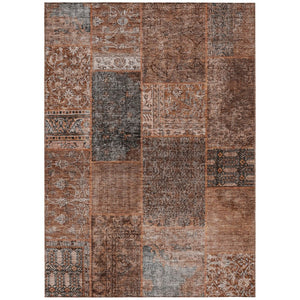 HomeRoots 5' Terra Cotta Copper Charcoal Patchwork Indoor Outdoor Area Rug - Durable, Washable & Versatile 8' X 10' 580937