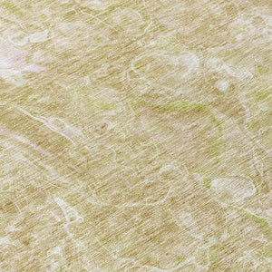 Homeroots 3' Beige Ivory And Artichoke Green Abstract Washable Area Rug For Indoor And Outdoor Spaces 8' Round Polyester 580942