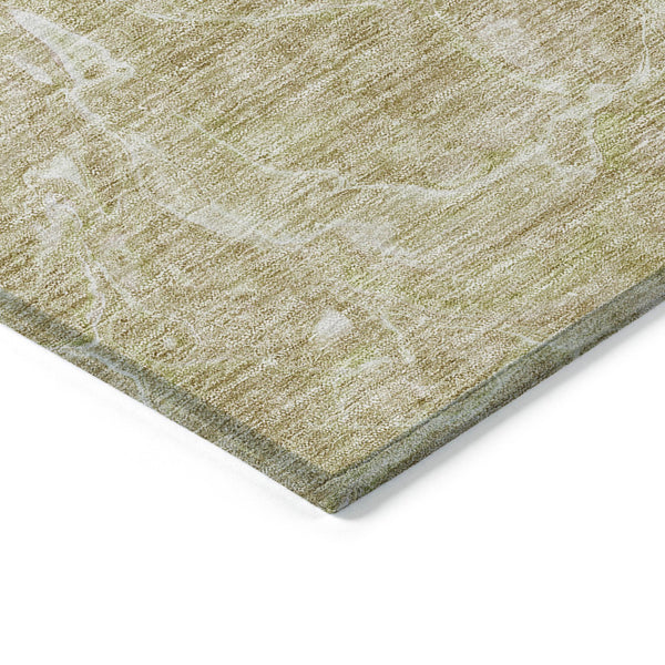 Homeroots 3' Beige Ivory And Artichoke Green Abstract Washable Area Rug For Indoor And Outdoor Spaces 8' X 10' Polyester 580943