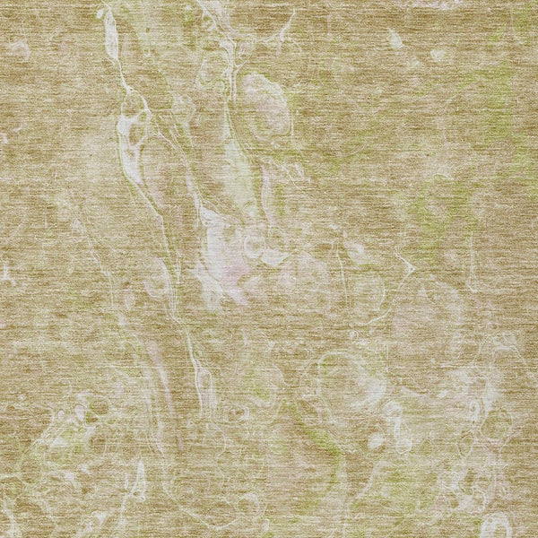 Homeroots 3' Beige Ivory And Artichoke Green Abstract Washable Area Rug For Indoor And Outdoor Spaces 8' X 10' Polyester 580943