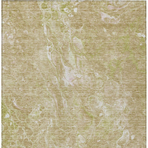 Homeroots 3' Beige Ivory And Artichoke Green Abstract Washable Area Rug For Indoor And Outdoor Spaces 9' X 12' Polyester 580944