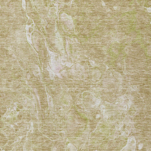 Homeroots 3' Beige Ivory And Artichoke Green Abstract Washable Area Rug For Indoor And Outdoor Spaces 9' X 12' Polyester 580944