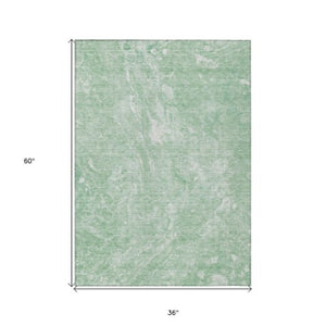 Homeroots 3' Beige Ivory And Artichoke Green Abstract Washable Area Rug For Indoor And Outdoor Spaces 3' X 5' Polyester 580946