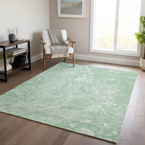 Homeroots 3' Beige Ivory And Artichoke Green Abstract Washable Area Rug For Indoor And Outdoor Spaces 3' X 5' Polyester 580946