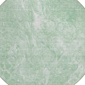 Homeroots 3' Beige Ivory And Artichoke Green Abstract Washable Area Rug For Indoor And Outdoor Spaces 8' Round Polyester 580948