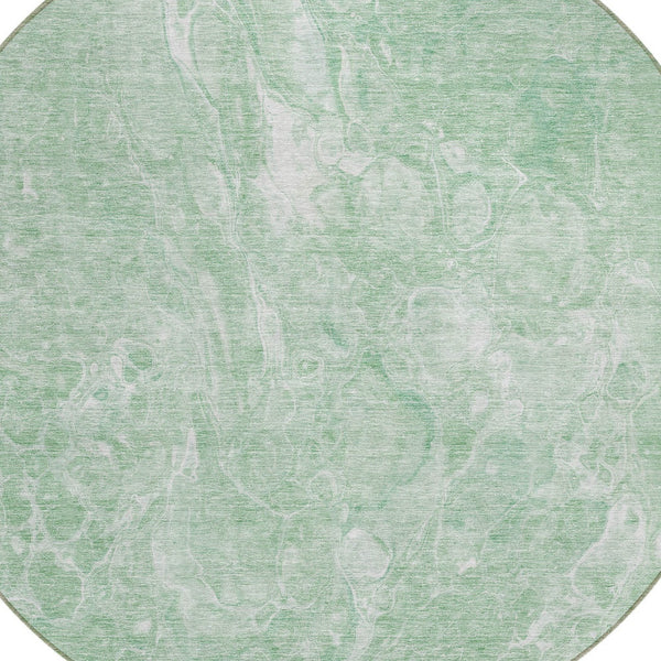 Homeroots 3' Beige Ivory And Artichoke Green Abstract Washable Area Rug For Indoor And Outdoor Spaces 8' Round Polyester 580948