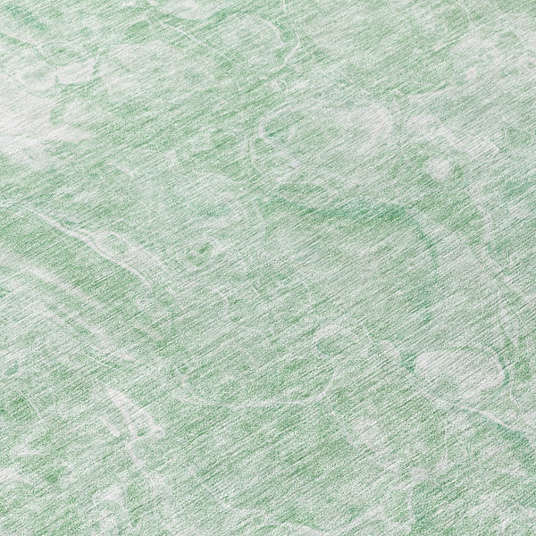 Homeroots 3' Beige Ivory And Artichoke Green Abstract Washable Area Rug For Indoor And Outdoor Spaces 8' Round Polyester 580948