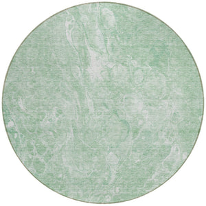 Homeroots 3' Beige Ivory And Artichoke Green Abstract Washable Area Rug For Indoor And Outdoor Spaces 8' Round Polyester 580948