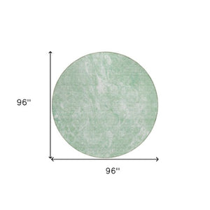 Homeroots 3' Beige Ivory And Artichoke Green Abstract Washable Area Rug For Indoor And Outdoor Spaces 8' Round Polyester 580948