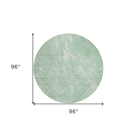 Homeroots 3' Beige Ivory And Artichoke Green Abstract Washable Area Rug For Indoor And Outdoor Spaces 8' Round Polyester 580948