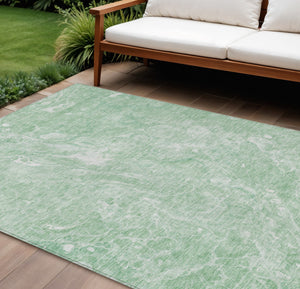 Homeroots 3' Beige Ivory And Artichoke Green Abstract Washable Area Rug For Indoor And Outdoor Spaces 9' X 12' Polyester 580950
