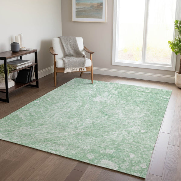 Homeroots 3' Beige Ivory And Artichoke Green Abstract Washable Area Rug For Indoor And Outdoor Spaces 9' X 12' Polyester 580950